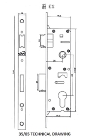 drawing door lock with cylinder